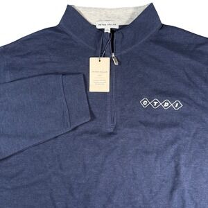 Peter Millar Crown Quarter Zip Pullover Mens XL Navy Blue CTDI Logo Golf Luxury